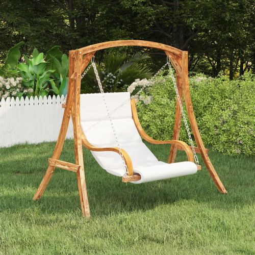 Vidaxl Balancelle Et Coussin Crème Bois Courbé Avec Finition En Teck