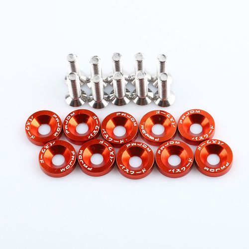 Leosport-10 Pièces/Paquet Jdm Style Aluminium Garde-Boue Rondelles Et 2,2 Pour Honda Civic Integra Rsx Transmettre Eg Dc - Type Orange