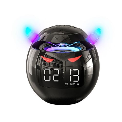 Haut-parleur Bluetooth sans fil en forme de boule pour salle de bain, mini haut-parleur, audio avec LED, réveil numérique, lecteur de musique