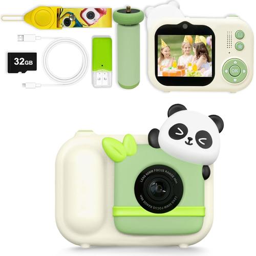 Appareil Photo Enfant, 2.5 Pouces Appareil Photo Numérique Enfant 48mp/1080p Caméra Vidéo Selfie Avec 32gb Carte, Lecteur De Carte Usb, Noël Cadeau Jouet Pour Fille Garçon De 3 À 12 Ans(Vert)