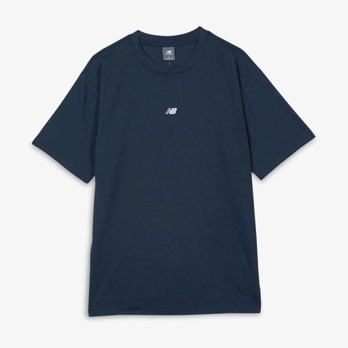 Tee Shirt Centered Logo Marine/Blanc