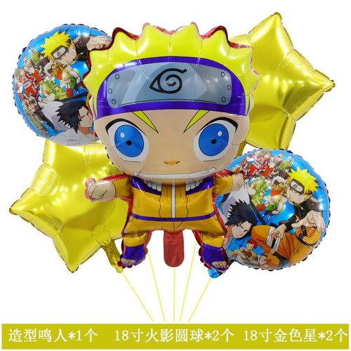 Balloons de fete,D'aluminium Ballons,Ballon Anniversaire Decoration de Fete Anniversaire-Ensemble Naruto 5 pieces (doré)