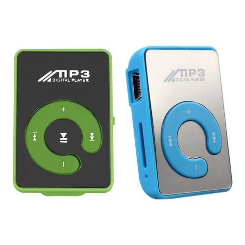 HOT-2X Mini Miroir réinitialisation USB Numérique Régule 3 Lecteur de Musique Support 8 Go SD TF Carte Bleu et Vert