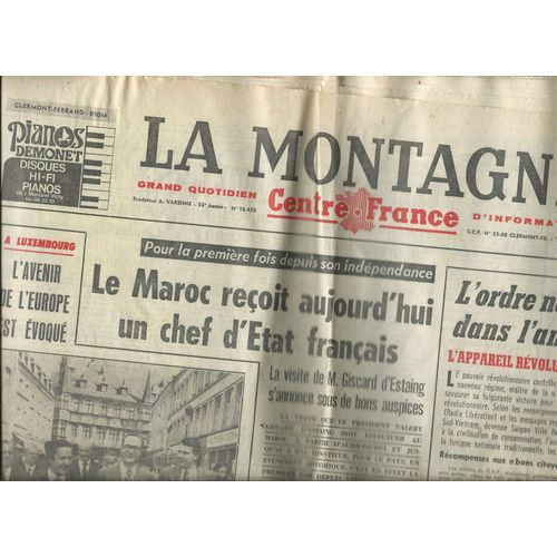 Journal La Montagne 03/05/1975 Teilhard De Chardin & Professeur Baudet, Joe Dassin, Denis Pépin . Tout Rtl Place De Jaude : Jean Carlier, Jean-Pierre Imbach, Menie Grégoire, Evelyne Page,André Torrent