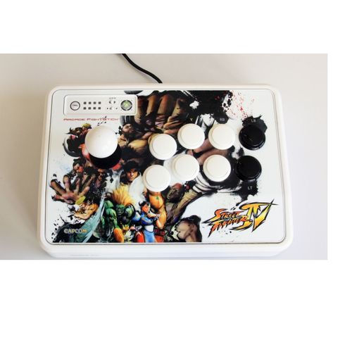 Mannette Grand Joystick Arcade Fightstick Décoré Couleurs Capcom Street Fighter Bonne Prise Main 8 Boutons Fonctions Turbo Émuler Sticks Tenter Expériences Bizarres Qualité Pour Geek Gamer Passionné