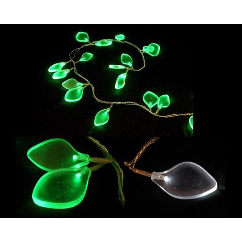 Guirlande lumineuse feuilles givrees vert