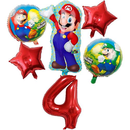 Balloons de fete,D'aluminium Ballons,Ballon Anniversaire Decoration de Fete Anniversaire-Mario avec des chiffres (les chiffres peuvent etre modifiés)