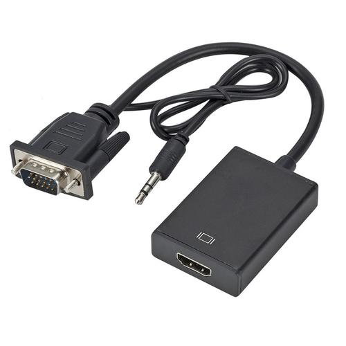 Full HD 1080P VGA vers HDMI-câble adaptateur de convertisseur compatible avec sortie Audio adaptateur VGA HD pour PC portable vers projecteur HDTV