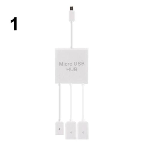 Adaptateur Micro USB 3 en 1 HUB OTG mâle à femelle, double USB 2.0, câble pour Samsung étendre les fonctionnalités du téléphone ou de la tablette