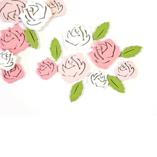 18 CONFETTIS BOIS ROSE FEUILLE 2.5CM ROSE