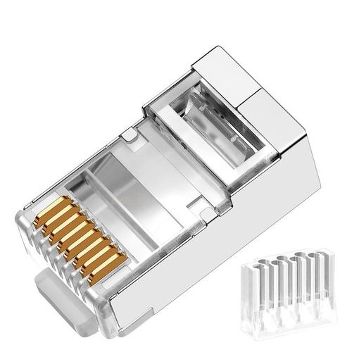 Connecteur CatsnapRJ45 50U plaqué or, prise réseau 8P8C RJ45 blindé politiquement als, adaptateur Ethernet Lan, tête modulaire en cristal