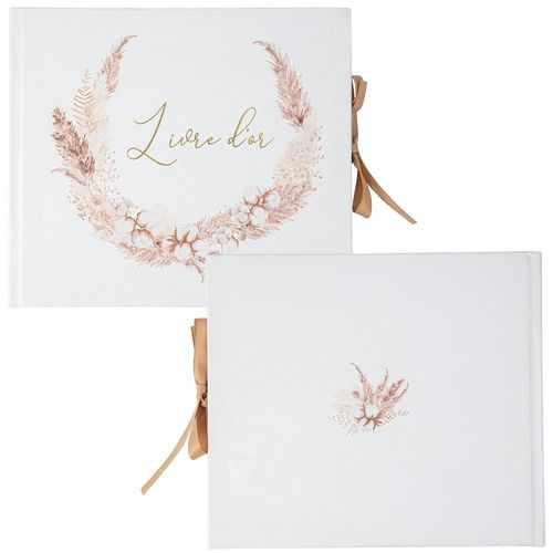 LIVRE D'OR CARTON PAMPA FLEURS COTON 68P 22X19.5CM