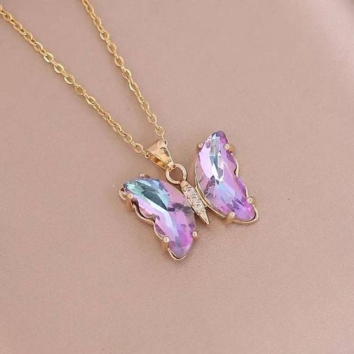 Nouvelle Arrivée Dégradé Papillon Collier Personnalité De La Mode Ins Lumiere De Luxe Filles Collier Clavicule Chaîne-Coloré-Dégradé Papillon Collier