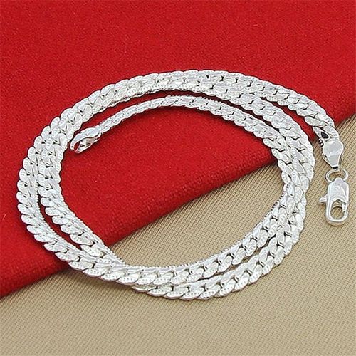 Bijoux Vente Chaude Collier 5mm Côté Collier En Relief 925 Collier Plaqué Argent-Blanc