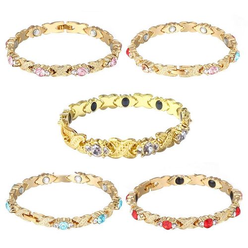 Bracelet Aimant Mode Femme Diamant Incrusté D'or Bijoux Tendance - Or - Diamant Bleu
