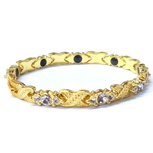 Mode Mesdames Aimant Bracelet Or Incrusté De Diamants Tendance Bijoux Main Bijoux-Or-Diamant Blanc