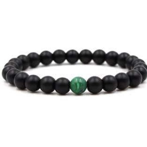 Offre Spéciale Bijoux 8mm Noir Mat Givré Pierre Malachite Couple Bracelet Bracelet-Givré Pierre