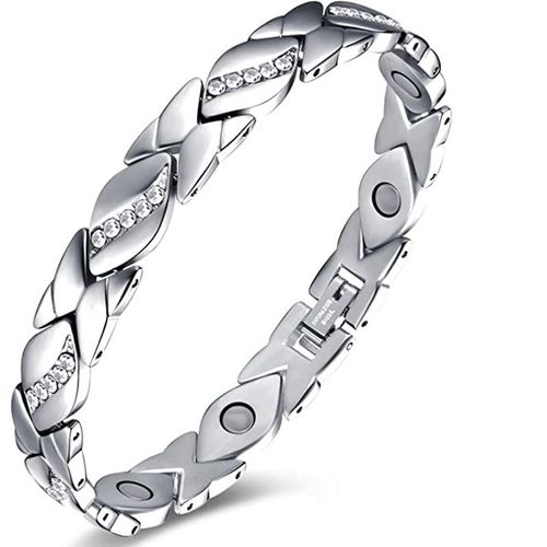 Le Nouveau Bracelet Aimanté En Diamant Clouté Feuille Ancien Bracelet Réglable En Cuivre Rouge Brossé Exclusivement Pour - Aimant Complet En Argent