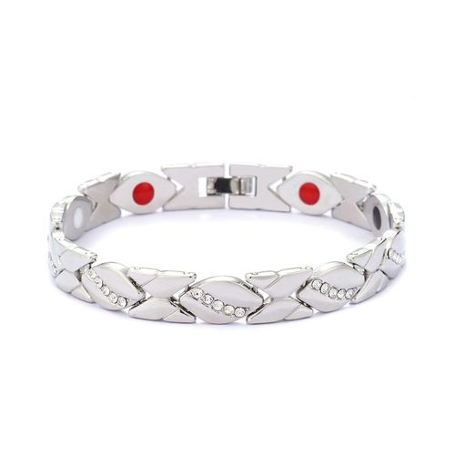 Nouveau Bracelet Aimanté Diamant Clouté Feuille Cuivre Antique Brossé Bracelet Ajustable Exclusivement Pour - Argent