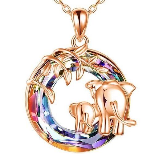 Bijoux Vente Chaude Mode Arbre De Vie Pendentif Personnalité Simple Creux Arbre De Vie Collier - Bébé Éléphant Or Rose