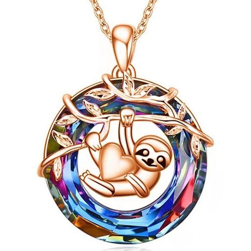 Bijoux Vente Chaude Mode Arbre De Vie Pendentif Personnalité Simple Creux Arbre De Vie Collier - Paresseux Tenant Coeur Or Rose