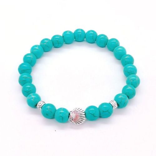 Ensemble De Bracelets Multicolores Bracelet Turquoise Géométrique Étoile De Mer Tortue De Mer Céramique Arbre De Vie Bracelet-8mm Pétoncle