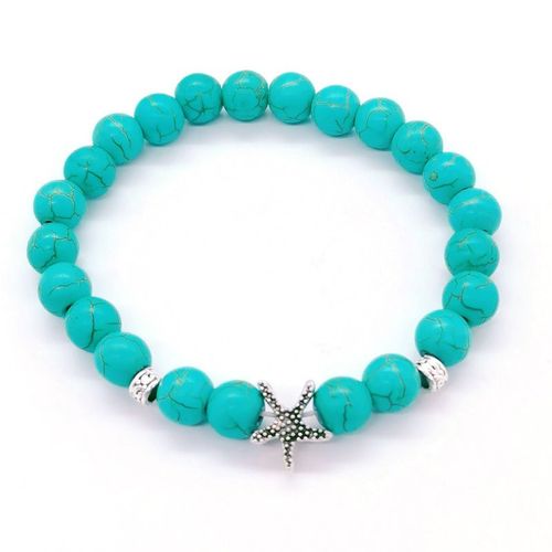 Ensemble De Bracelets Colorés Bracelet Turquoise Géométrique Étoile De Mer Tortue De Mer Céramique Arbre De Vie Bracelet-8mm Fat Starfish Noir