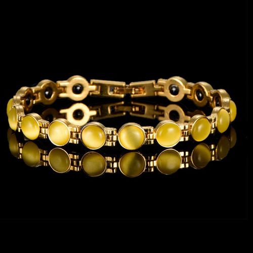 Bijoux En Cristal D'opale Bracelet Plaqué Or A La Mode Simple Bijoux Populaires Pour Femmes-Jaune