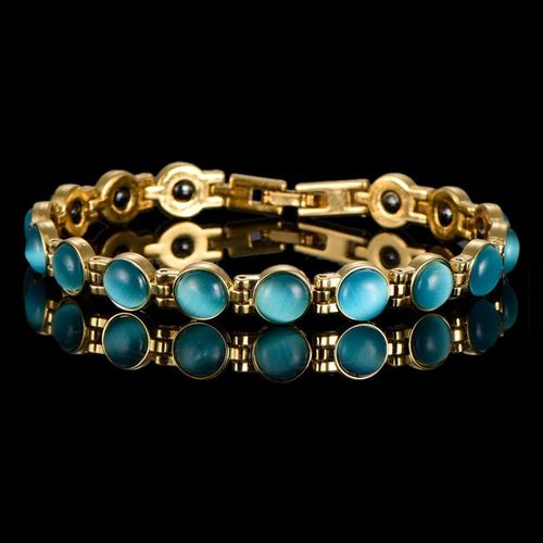 Bijoux En Cristal D'opale Bracelet En Plaqué Or A La Mode Simple Bijoux De Mode Pour Femmes-Bleu Lac