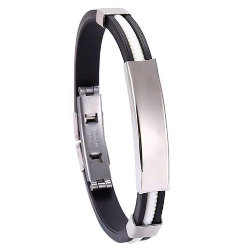 Bracelet Lettrage Diy Bracelet Homme Acier Titane Silicone Bracelet Étoile Acier Inoxydable - Blanc