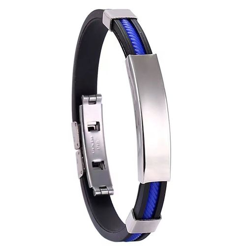 Diy Lettrage Bracelet Homme Titane Acier Silicone Bracelet Étoile Bracelet En Acier Inoxydable - Bleu
