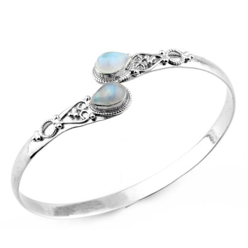 Nouvelle Arrivée Incrusté Vert Agate Bracelet Mode Rétro Bracelet Réglable Femmes-Vintage Argent-Argent