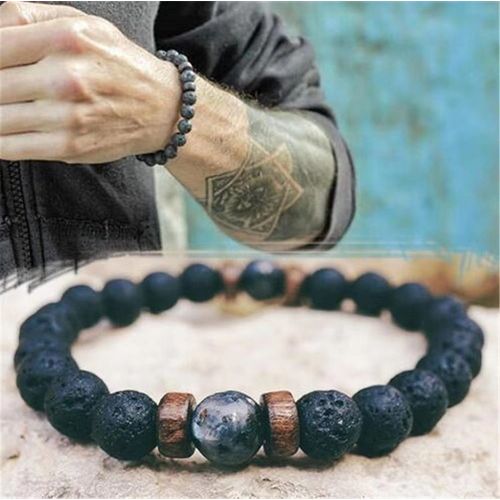 Pierre Volcanique Pierre Brillante Pierre De Fer Noir Bracelet Couple Bracelet Bracelet De Personnalité - Pierre Volcanique Plus Une Pierre De Fer Noir
