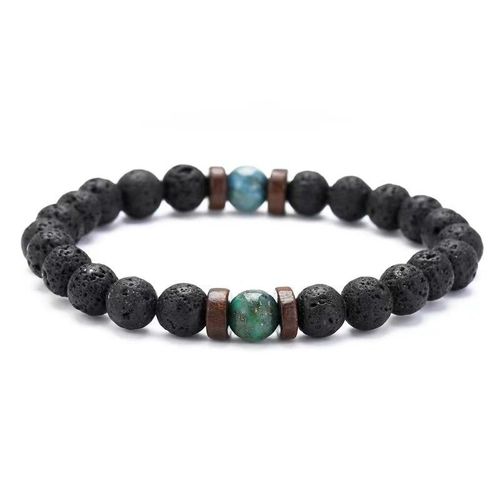 Pierre Volcanique Pierre Brillante Pierre De Fer Noir Bracelet Couple Bracelet Bracelet De Personnalité - Pierre Volcanique Plus Lapis Lazuli