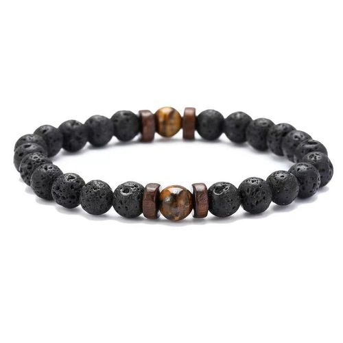 Pierre Volcanique Pierre Brillante Pierre De Fer Noir Bracelet Couple Bracelet Bracelet De Personnalité - Pierre Volcanique Plus Pierre De Tigre