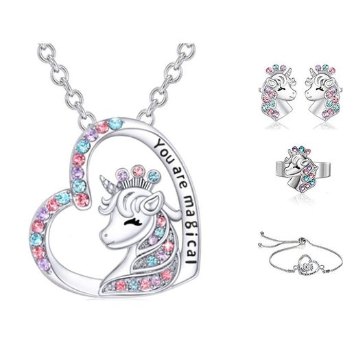 Nouveau Halloween Créatif Crâne En Forme De Coeur Collier Femmes Simple Diamant Jack Clavicule Chaîne Hommes Et Femmes Bijoux-Ensemble De Quatre Pieces