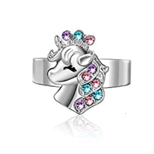 Nouveau Halloween Créatif Coeur En Forme De Crâne Collier Femmes Simple Diamant Jack Clavicule Chaîne Bijoux Hommes Et Femmes - Couronne Femme Licorne Argent (Bague)