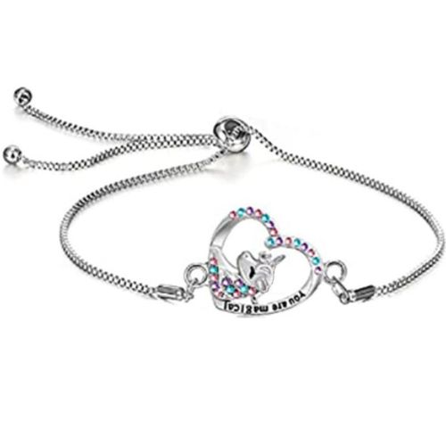 Nouveau Halloween Créatif Coeur En Forme De Crâne Collier Femmes Simple Diamant Jack Clavicule Chaîne Hommes Et Femmes Bijoux-Femme Licorne Argent (Bracelet)