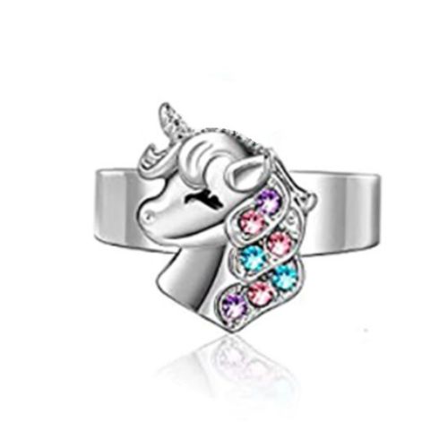 Nouveau Halloween Créatif Crâne En Forme De Coeur Collier Femme Simple Diamant Jack Clavicule Chaîne Hommes Et Femmes Bijoux-Femme Licorne Argent (Bague)