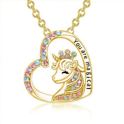 Nouveau Halloween Creative Coeur En Forme De Crâne Collier Femmes Simple Diamant Jack Clavicule Chaîne Hommes Et Femmes Bijoux-Femmes Couronne Licorne Or