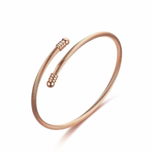 Nouvelle Arrivée Titane Acier Anneau Ouverture Bouche Personnalité Réglable Version Coréenne Niche Couple Anneau - Or Rose (Bracelet)