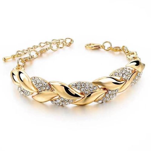 Bijoux Bracelet En Feuille D'or 18 Carats Bijoux De Mariage A La Mode Bracelet En Diamant Pour Femme - Or