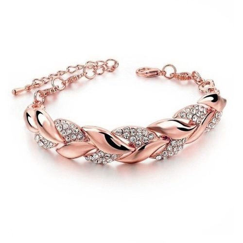 Bijoux Bracelet En Feuille D'or 18 Carats Bijoux De Mariage A La Mode Bracelet En Diamant Pour Femme - Or Rose