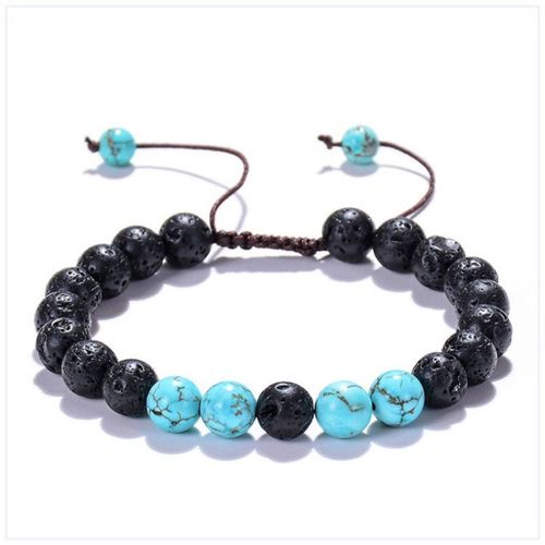 Vente Chaude Bracelet De Bijoux En Alliage A Sept Veines Pierre Volcanique Colorée Turquoise Oeil De Tigre Yoga Bracelet Tressé Bracelet-Pierre Volcanique Bleu Turquoise