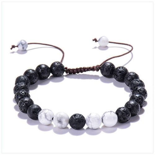 Vente Chaude Bracelet De Bijoux En Alliage A Sept Veines Pierre Volcanique Colorée Turquoise Oeil De Tigre Yoga Bracelet Tressé Bracelet-Pierre Volcanique Blanc Turquoise