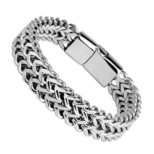 Bracelet A Vent Ins Personnalisé Hip-Hop Bracelet En Acier Au Titane Boucle Magnétique Bracelet Pour Hommes A La Mode Simple Main Punk Dominatrice-4 × 8 Mm Largeur 22 Cm Longueur Couleur Acier