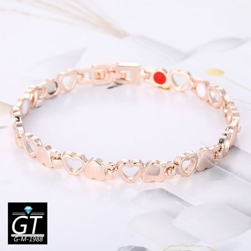Bracelet Coeur Ajustable Mode Simple Bracelet Aimant Plein Coeur Peche Amour - Or Rose