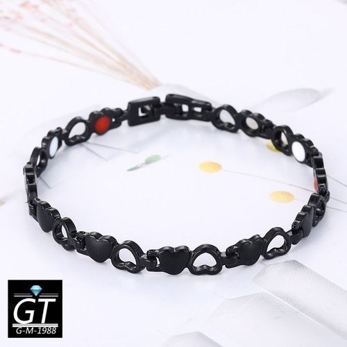 Bracelet Coeur Réglable Mode Simple Love Peach Coeur Plein Aimant Bracelet-Noir