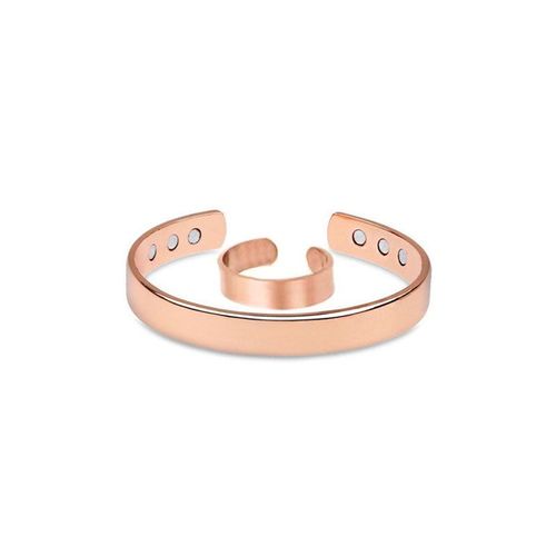 Aimant Ensemble Magnétique Mode Stockage Brillant Ouverture Couple Réglable Anneau Bracelet - Bracelet Or Rose + Anneau