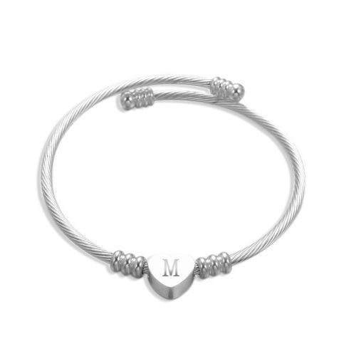 Bracelets Tressés En Fil D'acier Inoxydable Bracelets De Coeur En Acier Au Titane Bracelets De Mode Pour Femmes De Couleur Acier Doré - Argent